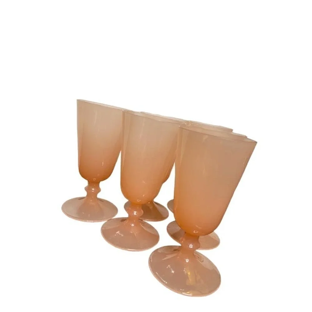 Pink Opaline Water or Wine Goblets | Set of 6‎